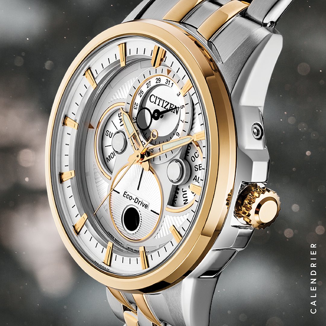 AnnLouiseJewel's tweet photo. Bring sophistication to your day with the new CITIZEN Calendrier Moonphase, powered by any light with Eco-Drive. This timeless watch features analog month/day/date. #MyCitizen #CitizenWatch #EcoDrive #AnnLouise https://t.co/ujcZEQjG3C