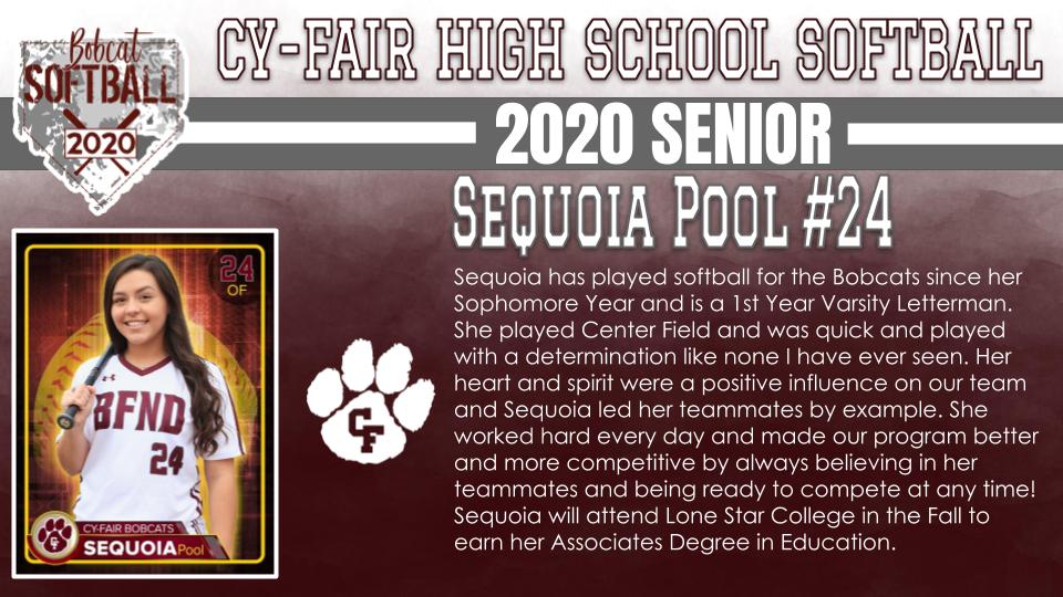 BFNDAthletics's tweet photo. Finishing out our senior recognition's with our softball and baseball seniors. Introducing our Class of 2020 Cy-Fair Bobcat Softball Seniors! Julia Youschak, Lauren Povinelli and Sequoia Pool! #BFND #CFHS2020 https://t.co/mrXwDvGAI4