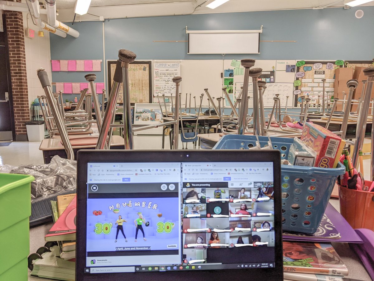 "class" definitely looked different today. Students were so excited to see our classroom! It started lots of conversations reminiscing on our year together ❤️ #asd4all #remotelearning #distancelearning