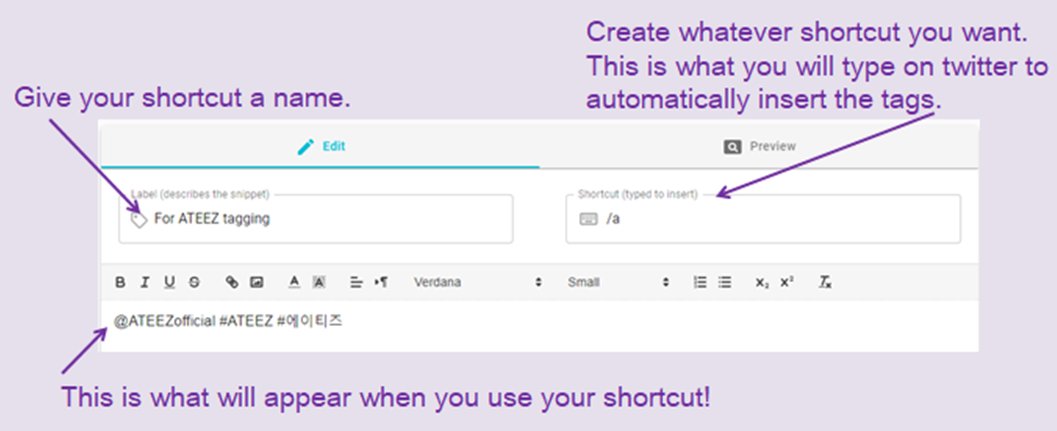 I know that some atinys use text replacement/shortcuts on their phones to make tagging  @ATEEZofficial easy and quick! Did you know you can do it from your computer/laptop too? Here's how to set up a shortcut for Chrome: