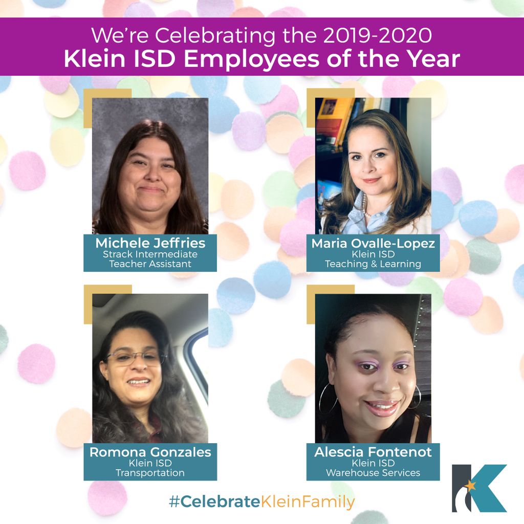 In Klein ISD, receiving Employee of the Year is a HUGE honor. 

You are such a special part of our #KleinFamily and we are thankful for all of your hard work in helping us ensure that #Promise2Purpose is a reality. 🌟 #CelebrateKleinFamily