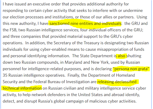 12/ needless to say, there was more going on. In addition to the "U.S. Sanctions", as defined in Executive Order 13757, Obama issued a separate Statement re expulsions and closures  https://obamawhitehouse.archives.gov/the-press-office/2016/12/29/statement-president-actions-response-russian-malicious-cyber-activity