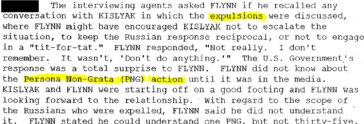14/ turning once again to the 302 - even after all of Lisa's editing, it reports that Flynn was asked about the "expulsions" and "closing" of properties. Then it ends. Nothing about "sanctions" or "U.S. Sanctions".