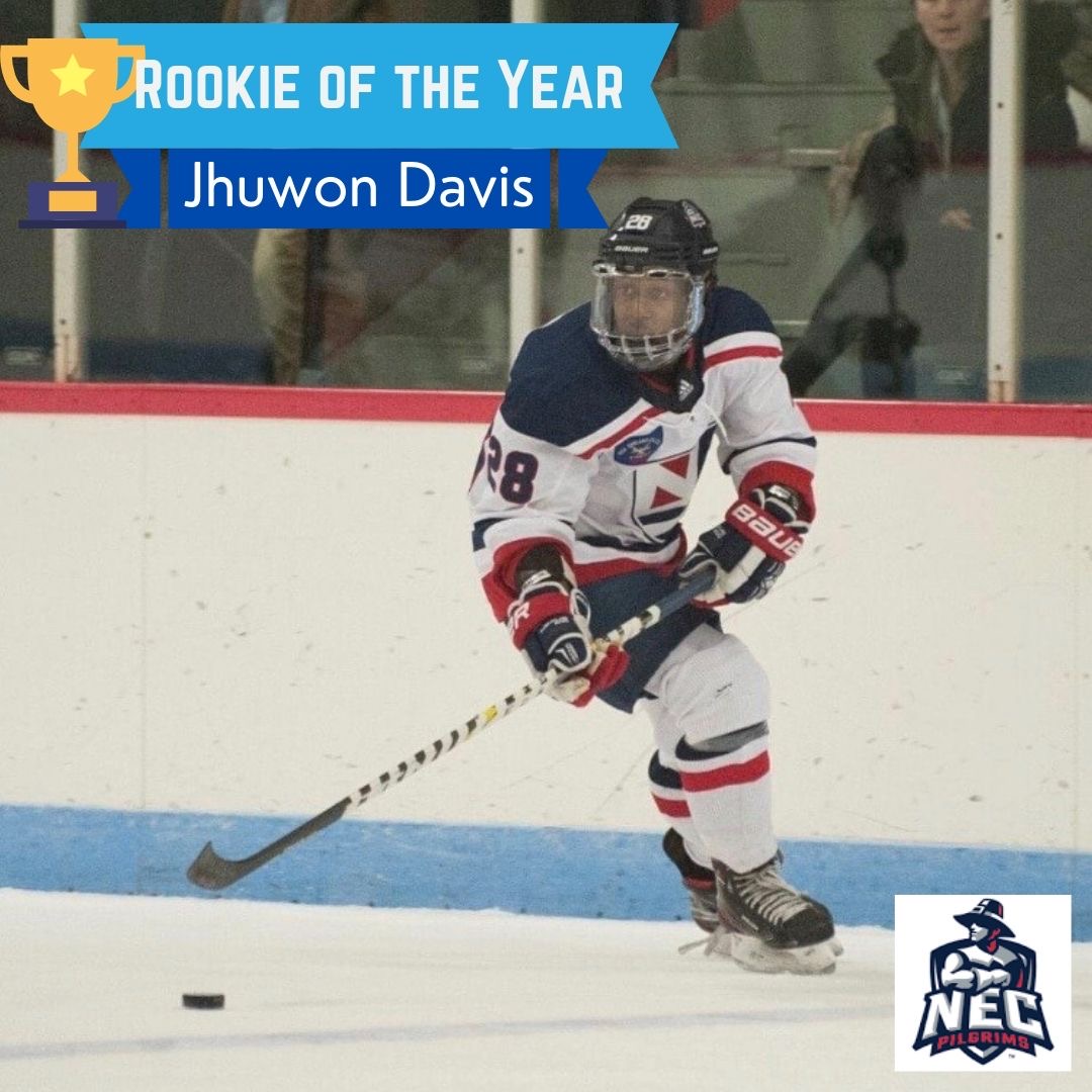 NECMHockey's tweet photo. 2019-2020 ROOKIE OF THE YEAR:
Jhuwon Davis was voted Rookie of the Year by his teammates and also named to the NEHC All Rookie Team.
https://t.co/XpzWJRfCpQ https://t.co/cKSL1OZgIu
