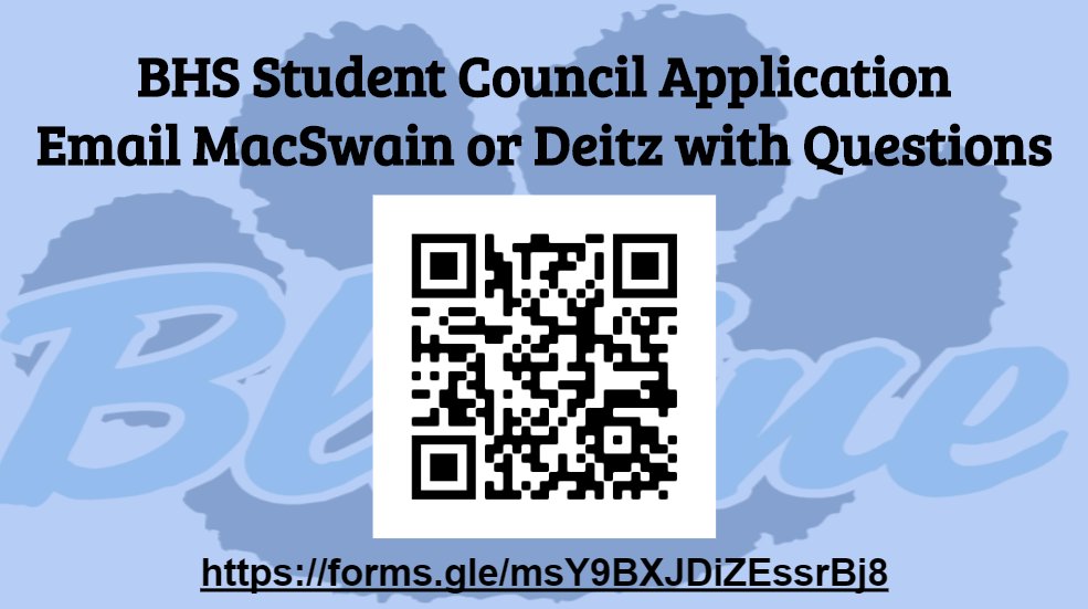 bhs_stud_co_'s tweet photo. Student Council is accepting applications now til Friday. https://t.co/Y4k98iS3VL