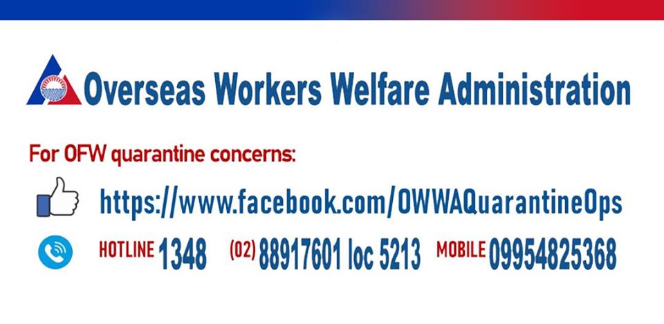 OWWAofficial's tweet photo. For updates and inquiries about OWWA Quarantine Operations, kindly take note of the following contact numbers and social media channel. Maraming salamat po! https://t.co/nifPQLamMI