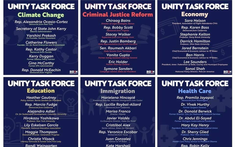 Also Biden and Bernie created a unity task force. AOC is the chair of the climate change task force.