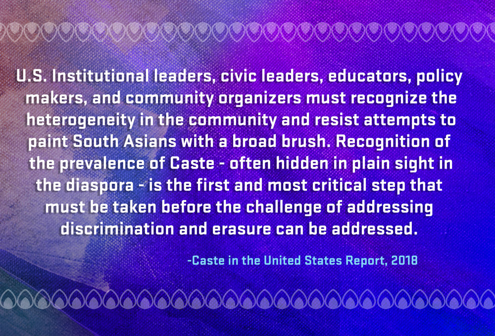 Equality Labs USA did a really good survey about caste and discrimination in the US."When we finally got the numbers from our survey, we were just utterly shocked.”Executive director of Equality Labs