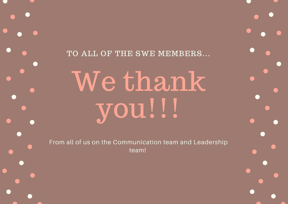 Thank you to everyone in SWE and the leadership team for another great and successful year! Everyone stay safe and have a great summer ☀️☀️🎊🎊