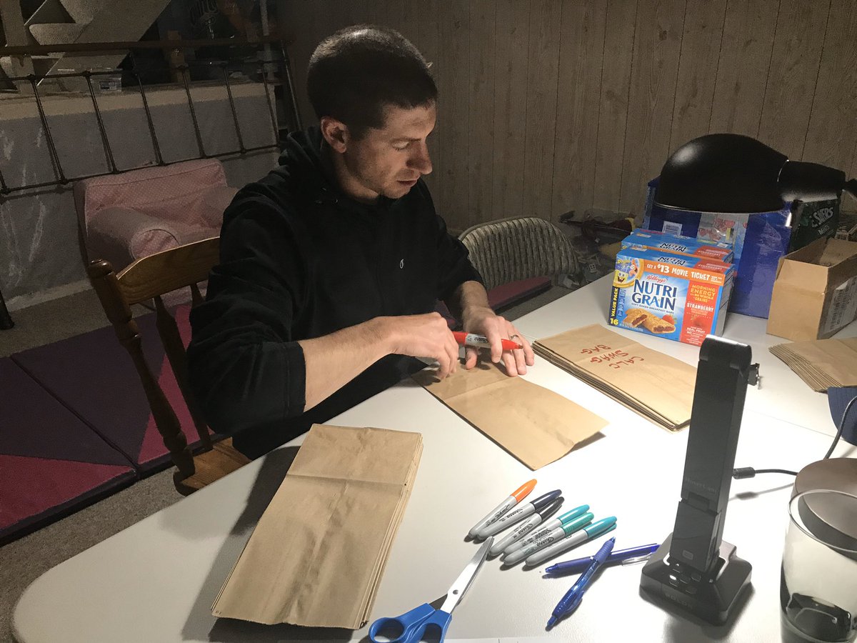WildcatMHS's tweet photo. One example of our dedicated teachers...Mr Grano creating swag bags for his AB Calc students before the AP exam.  Spent three hours the next day delivering them to his students’ homes #WildcatPride #WildcatFamily https://t.co/tlftzMguuh