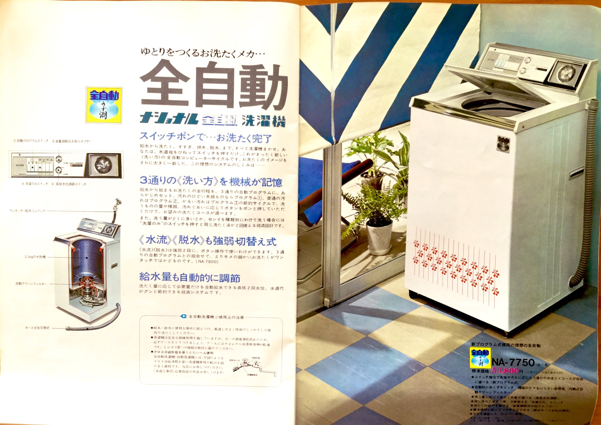 洗濯機 ナショナル うず潮22 NA−173 昭和レトロ