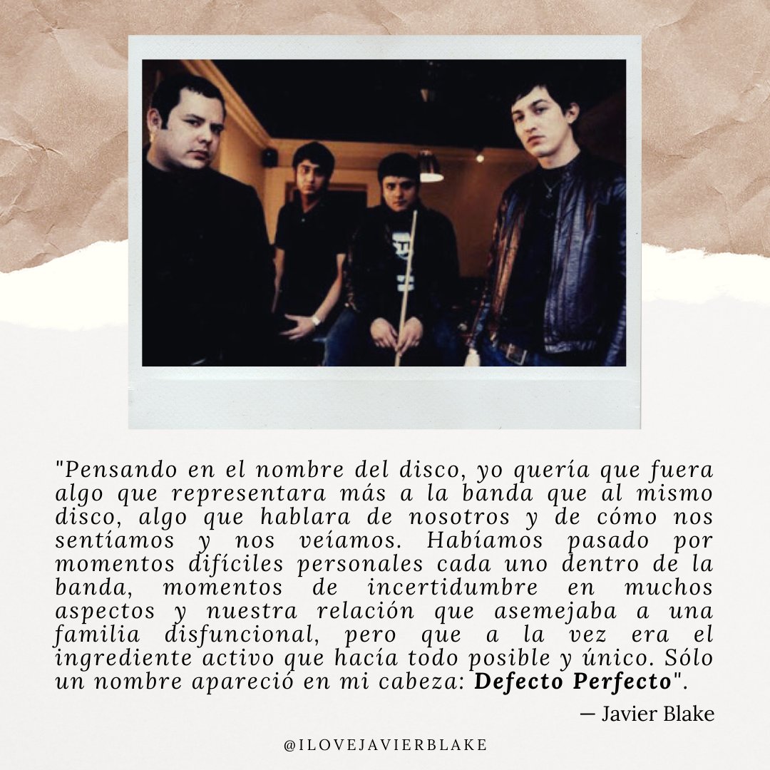 JavierBlakeFans's tweet photo. "...Sólo un nombre apareció en mi cabeza: Defecto Perfecto".

—Javier Blake (@JavierBlake). 

#14AñosDefectoPerfecto
#DefectoPerfecto
#DivisiónMinúscula
#División
#DM #JavierBlake
#KikoBlake #AlexLuque #RicciPérez https://t.co/hQYRcghcXY
