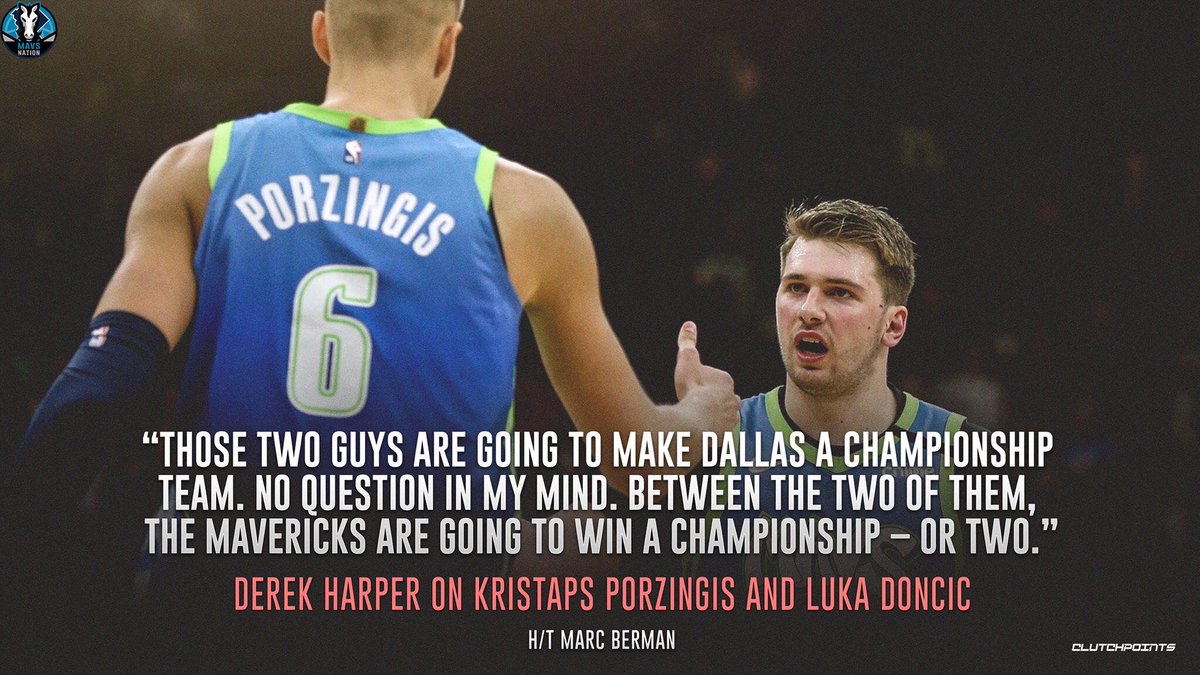 MavsNationCP's tweet photo. Derek Harper sees great things ahead for the Mavs with Luka Doncic and Kristaps Porzingis leading the charge. 👌🏆 https://t.co/fbrN5mVRiv