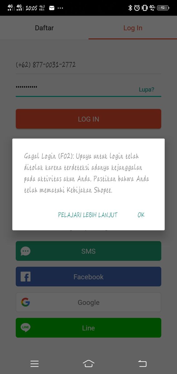 RodhiyaSalma's tweet photo. @ShopeeCare kak mau tanya boleh kenapa ya tiba tiba saya tidak bisa login di ketarangan nya akun saya gini padahal saya tidak pernah melanggar apapun https://t.co/cFqbHhhmy5