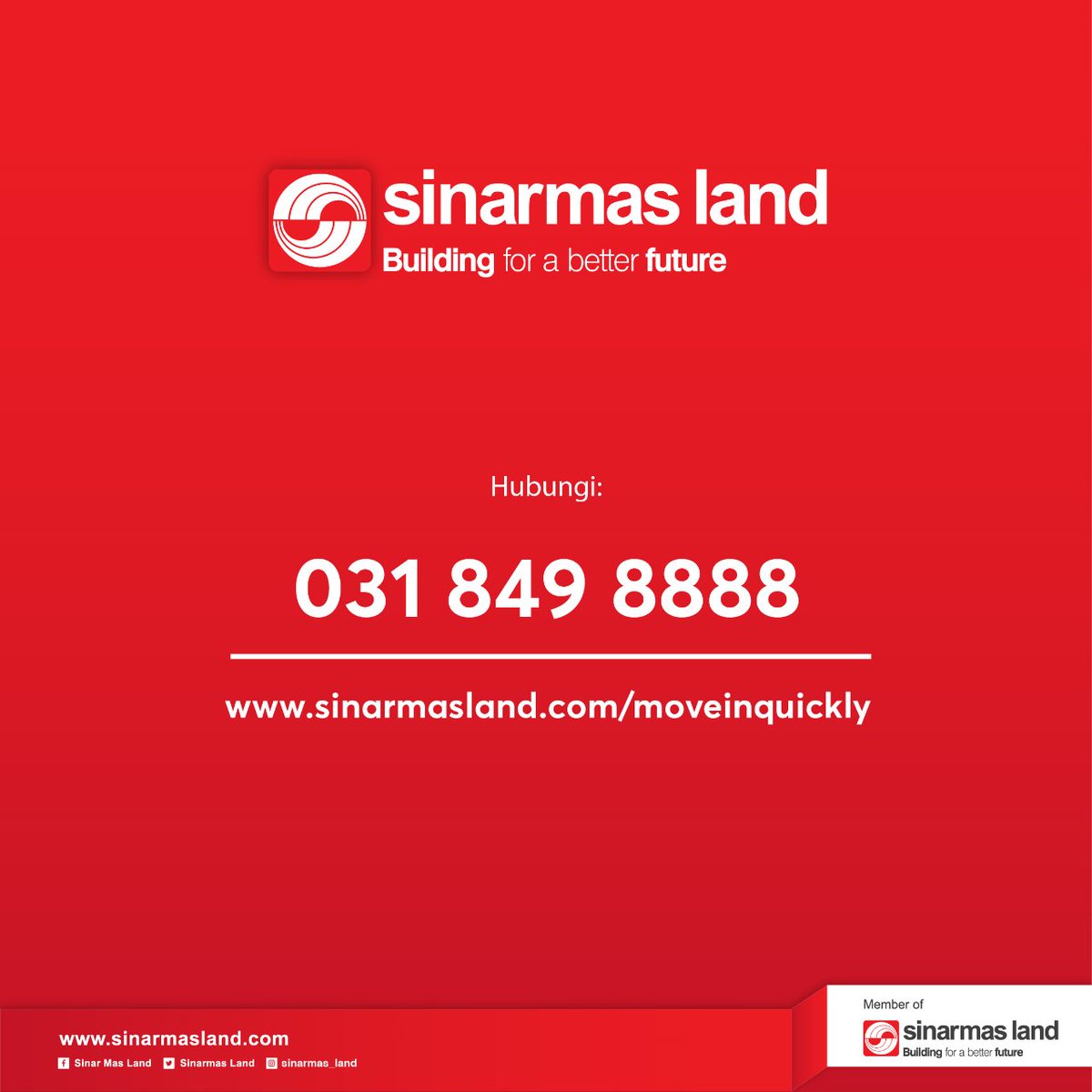 sinarmas_land's tweet photo. Yuk ikuti program "Move in Quickly" dari Sinar Mas Land. Penawaran terbatas di 2020.
Info lebih lanjut :
031-849 8888
https://t.co/nlu5Awk5IA
*Syarat & Ketentuan berlaku
#MoveInQuickly #SinarMasLand #BuildingForABetterFuture #KlaskaResidence #Belirumahdarirumah https://t.co/Rw5iEx5mbl