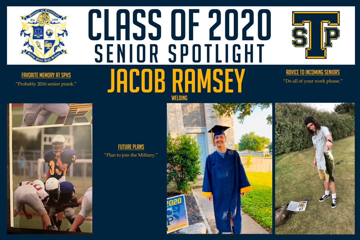 StpTiger's tweet photo. Class of 2020 Senior Spotlight: Jacob Ramsey - Welding - "Plan to join the Military." https://t.co/fNXOgPss6l @RoundRockISD @StonyPointHS @alwatsonjcil @ProjectGradSPHS #StonyPointSeniorStrong https://t.co/lxfHswmSvQ