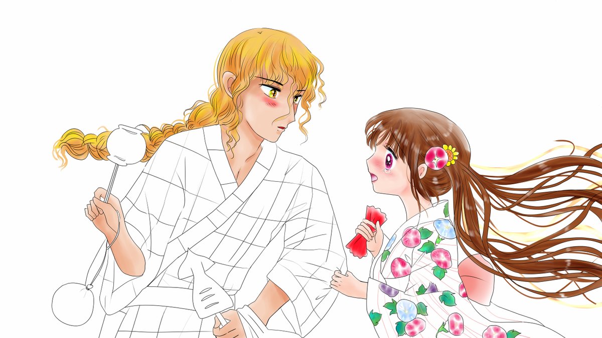 昨日描いていた絵の8割ぐらいです(*'▽')
恋の魔法とおまじない、8月カレンダー色塗途中、かぐや姫背景チミチミの完成、かぐや姫手前人物描き足し 