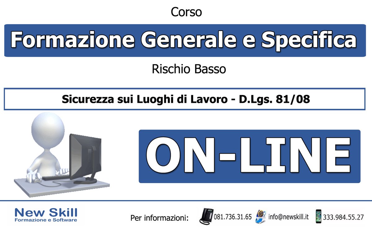 newskillformaz's tweet photo. Corsi #FormazioneGenerale e #FormazioneSpecifica D.Lgs. 81/08
Date: corso su internet, attivabile in qualsiasi momento!
Invia un messaggio al 333.984.55.27 oppure chiama: 081.736.31.65
#aziende #lavoratori #corsoonline #formationline #formazioneadistanza #formazione #newskill https://t.co/4Z4o9AcIUg