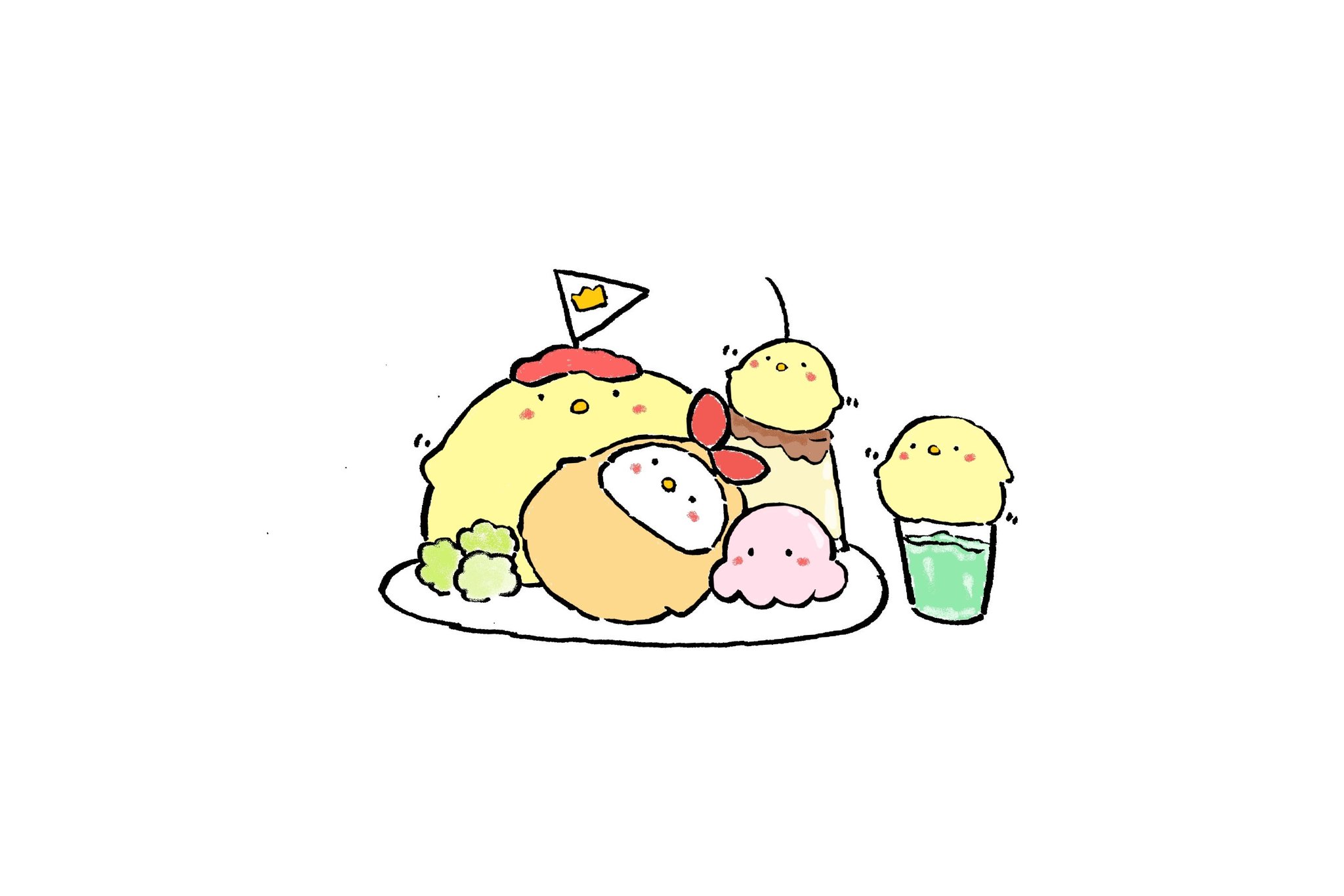 うぱ お子様ランチかと思ったら 鳥だった イラスト 絵描きさんと繋がりたい イラスト好きな人と繋がりたい T Co Exazysbn8y Twitter