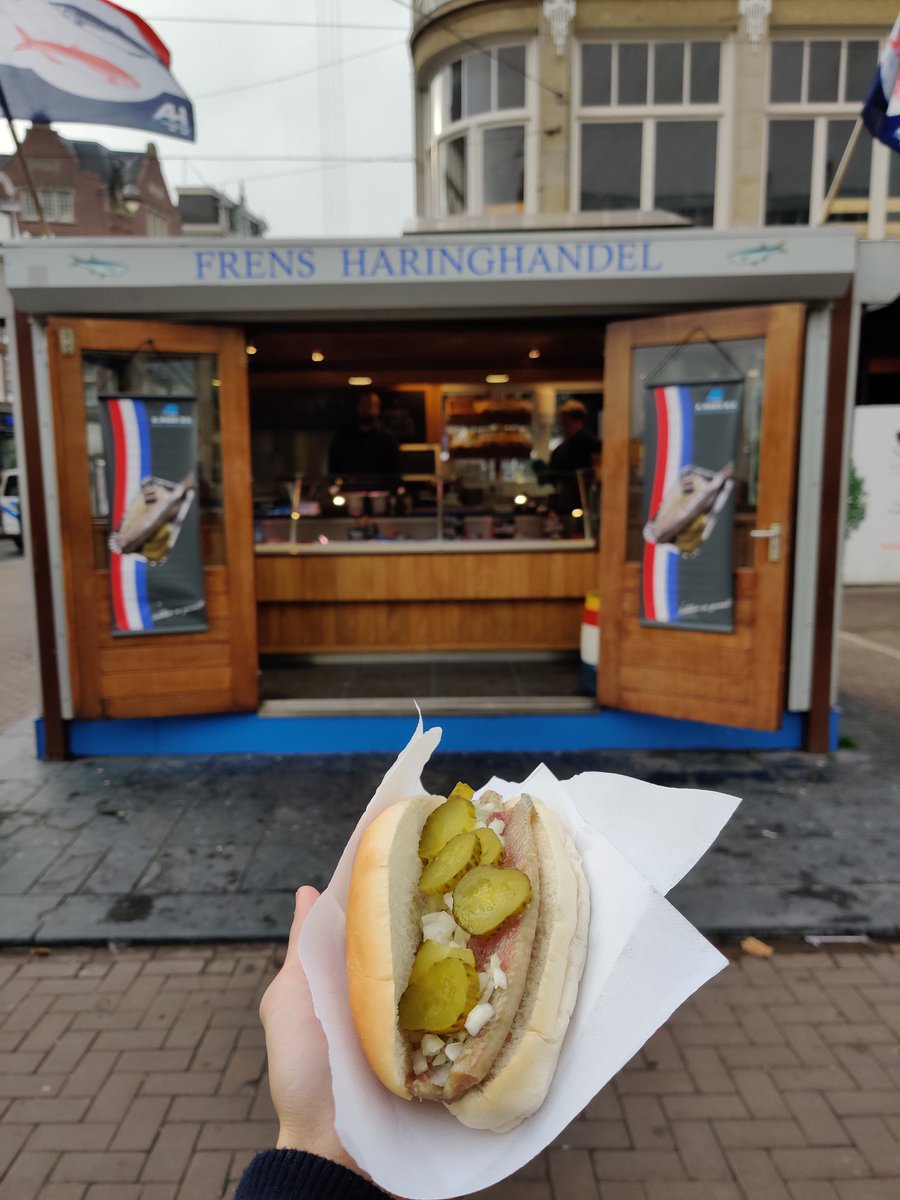 Another iconic Amsterdam food would be the Herring. It's just cured fish on a sandwich.