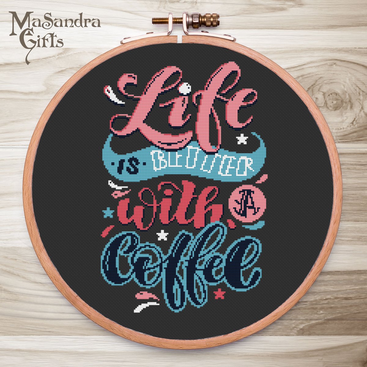 Life is better with a coffee, huh? etsy.me/3bxsYjo #housewarming #embroidery #pdfcrossstitch #crossstitchchart #holidaycrossstitch #dmccrossstitch #simplecrossstitch #countedcrossstitch #funnycrossstitch