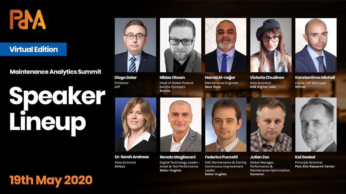 PdMASummit's tweet photo. ⌛ We are few days away from the 3rd #MaintenanceAnalyticsSummit and cannot wait to hear great presentations from the amazing speaker lineup. Learn more about the event and the speakers at https://t.co/aJrXw9J2Ly. #MaintenanceAnalyticsSummit2020 #PdMASummit #PdMASummit2020 https://t.co/HKZQodjeSb