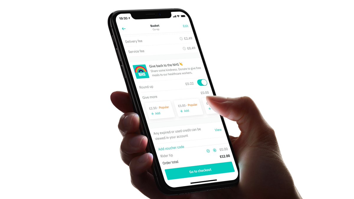 New up on <a href="/dribbble/">Dribbble</a>: Charitable donations. A new global feature allowing @deliveroo customers to donate to healthcare workers and local businesses. ✨ dribbble.com/shots/11405491…