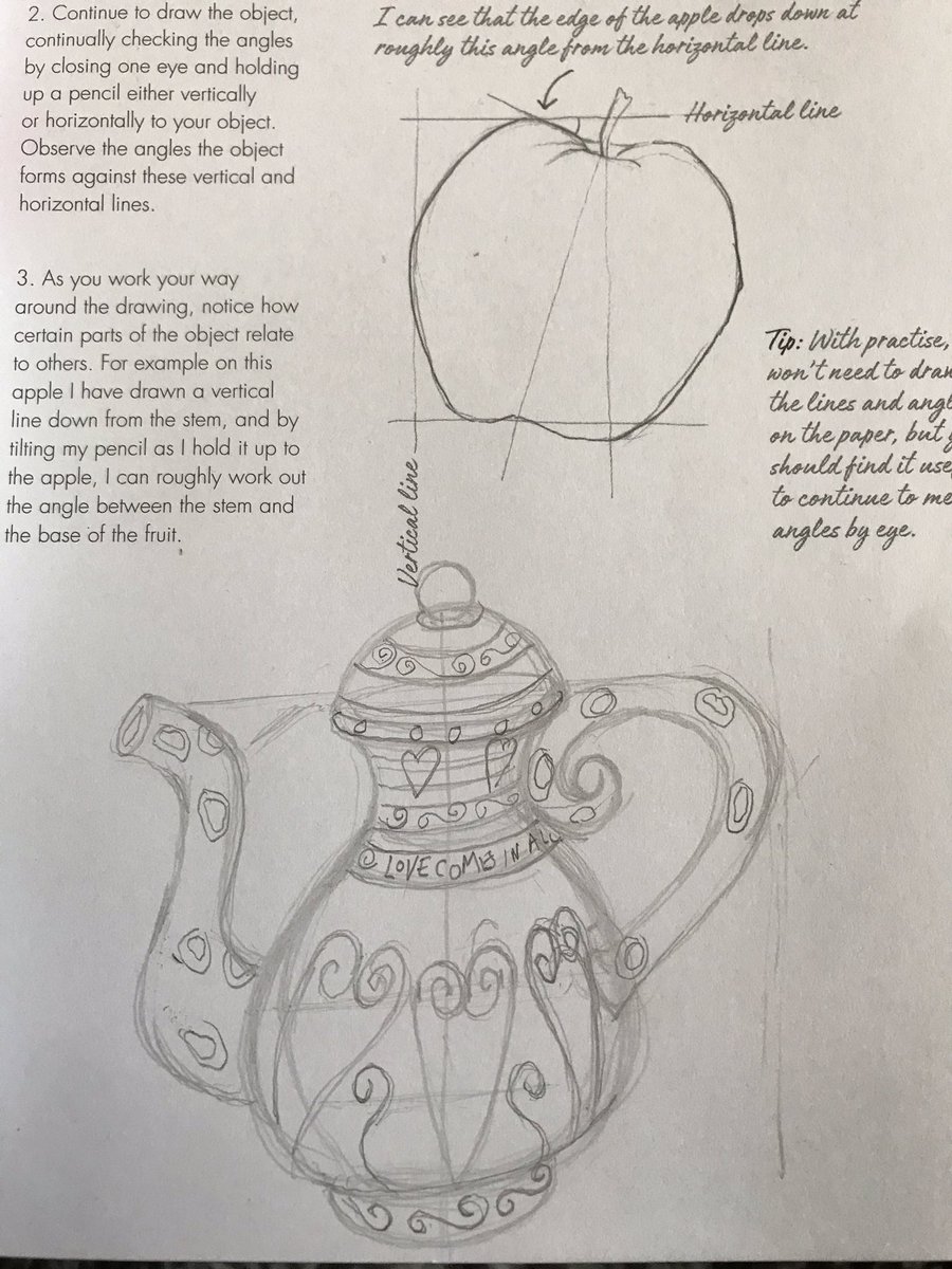 eveangel2001's tweet photo. Today’s challenge Draw an everyday object and this time,pay particular attention to measuring the distances &amp; angles by eye @Tcsoa_Art @tcsoahl @PKCEducation https://t.co/rv2wRXZaIn
