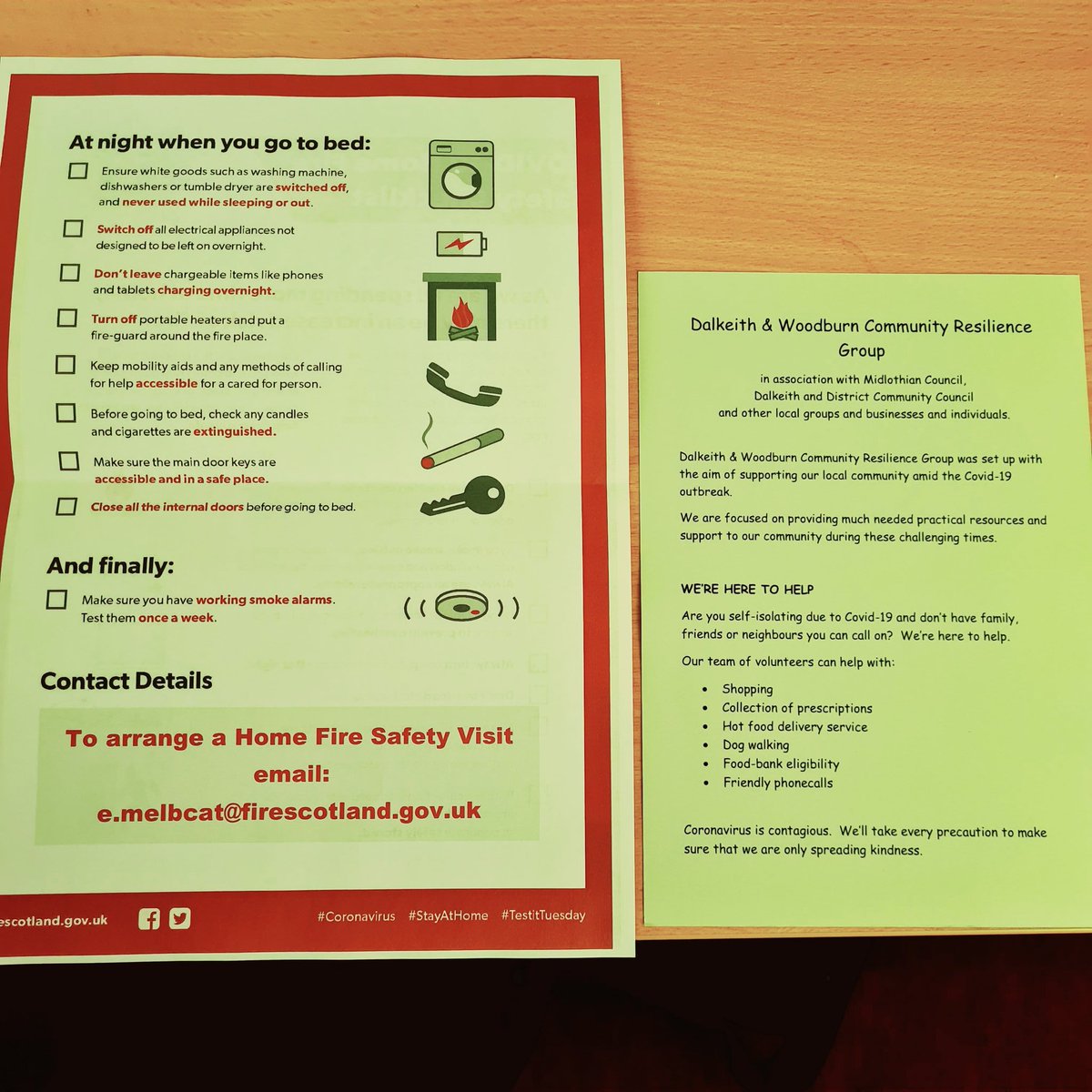 WhitsonElliot's tweet photo. Delighted to be able to assist Dalkeith &amp; Woodburn Community resilience group with leaflets drops today while delivering our new SFRS home fire safety checklist to the local communities #Coronavirus#StayAtHome#TestitTuesday https://t.co/QgPdsfWZm9