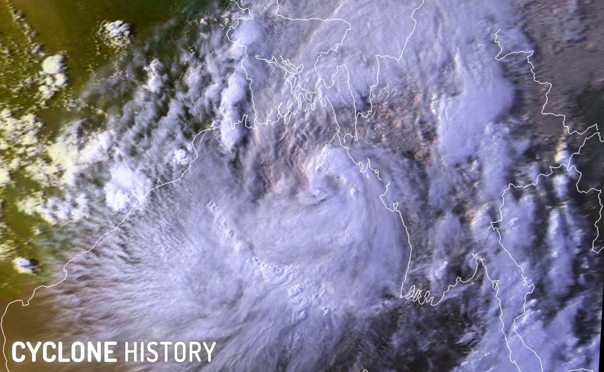 CycloneHistory's tweet photo. On This Day back in 2007, #Cyclone #Akash was active in the Bay of Bengal. The storm would later make landfall just south of #Chittagong in #Bangladesh. This NOAA-15 satellite image was taken at 1102Z on May 14, 2007.
#CycloneHistory #ForceThirteen https://t.co/kr0KoKc4HH