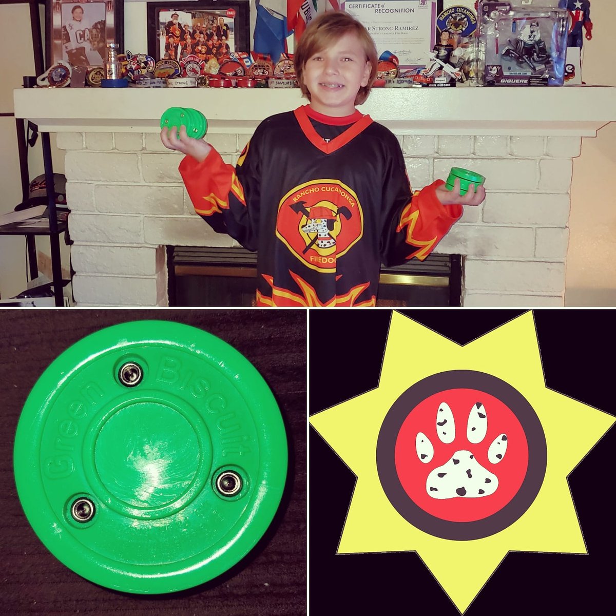 gofiredogs's tweet photo. Thank you @greenbiscuitofficial for getting us the pucks so fast. Your Green Biscuits are awesome, Can't wait to use em at FireDogs practice... Andy &amp; The RC FireDogs #Honoring1stResponders #LearnCPR #LawEnforcementAppreciationWeek ❤💛🖤👮‍♂️🚔👨‍🚒🚒👩‍🚒🚑👮‍♀️🚓🔥🐕🐾🐻🏅🏆🥇🔴🟡⚫🏒🥅🇺🇸 https://t.co/GJa3MDKw17