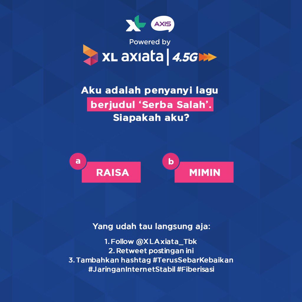 Buat kamu yang kuotanya abis karena:

🔘Keseringan YouTube-an
🔘Kesedot concall kerjaan
🔘Push-rank kebanyakan

Ikutan giveaway aku, yuk! Ada total pulsa 200rb buat 4 orang beruntung, loh!

Cek caranya ya👇

#TerusSebarKebaikan
#JaringanInternetStabil #Fiberisasi
<a href="/myXL/">XL</a> <a href="/AXISgsm/">AXIS</a>