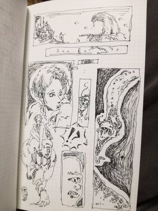 メモ帳に漫画の1p落書き 
