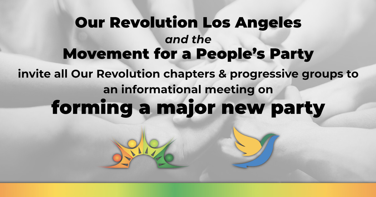 12) Join  @OurRevolutionLA and  @4aPeoplesParty on a National Informational Call tomorrow and take the next step in the political revolution! https://us02web.zoom.us/webinar/register/WN_uoUdcDnARNOMdjpLckF1GA