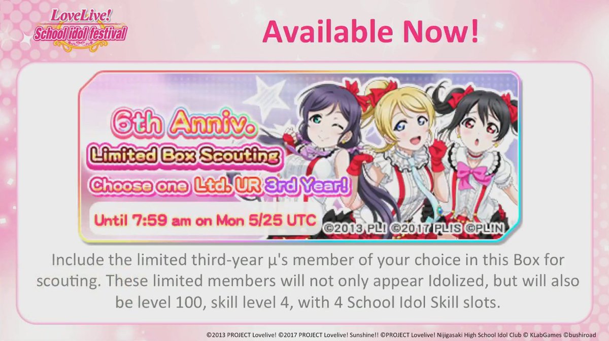 Zehel 6 7th Anniversary Limited Urs M S 3rd Years May 11 9am May 25 7 59am Utc Limited Box Scouting Step Up Scouting Llsif Lovelive T Co Q9c4sldevd Zehel 6 7th Anniversary Limited Urs M S 3rd Years May 11 9am May 25 7 59am Utc Limited Box Scouting Step Up Scouting Llsif Lovelive T Co Q9c4sldevd