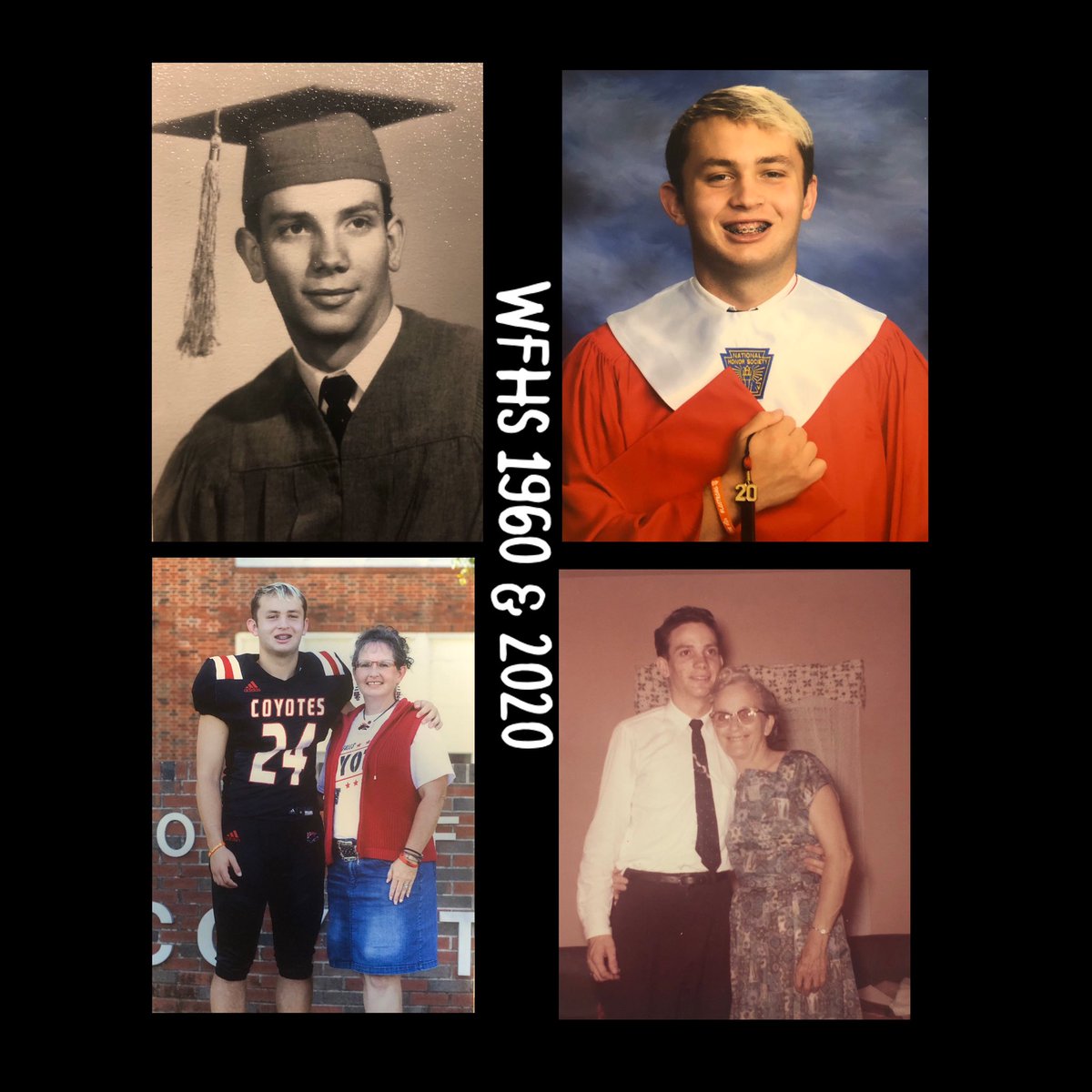 KoryDorman's tweet photo. Kordell is graduating from Gramps’ alma mater. Lots of school history written in last 60 years. None compares to history written in last 60 days! I know Granny was proud of her youngest - &amp; I’m definitely proud of my only! #ClassOf1960 #ClassOf2020 #CoyotePride #IAmWFISD #BeBold https://t.co/ha2liO9Gxb