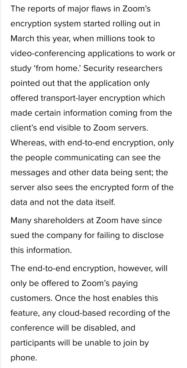 dxpathfinder's tweet photo. The end-to-end encryption will only be offered to Zoom’s paying customers. Once the host enables this feature, any cloud-based recording of the conference will be disabled, and participants will be unable to join by phone.
Source: #TechJuice
#Zoom #Encryption #VideoConferencing https://t.co/l2XSirk4nw