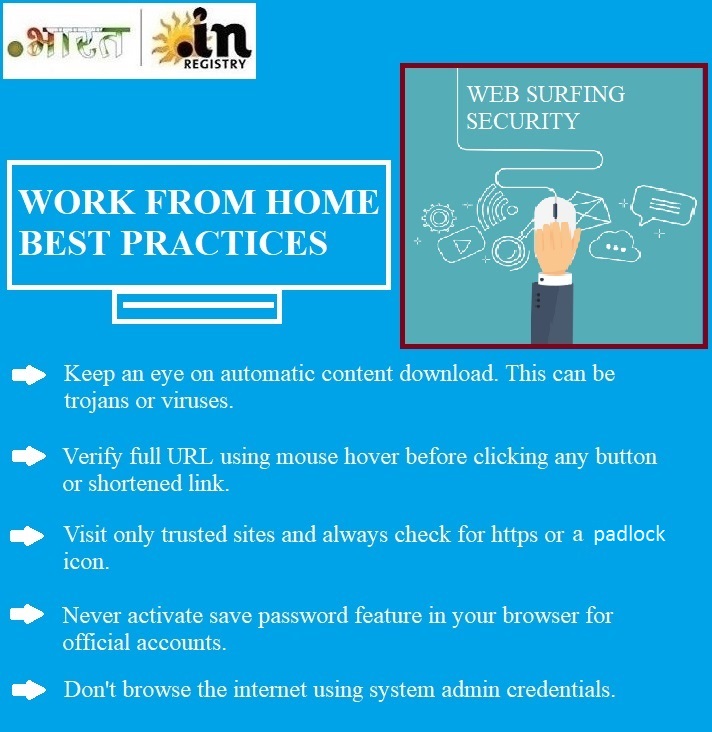 inregistry's tweet photo. Here are some tips to secure remote working. Like, retweet &amp; tag your friends to spread awareness. #DotinTips #WorkFromHome #IamIN #ThursdayThoughts #DotIN #onlinebusiness #ThursdayMotivation #StayHomeStaySafe #thursdaymorning #StayHomeIndia #bestpractices https://t.co/1Sv1vPL49v