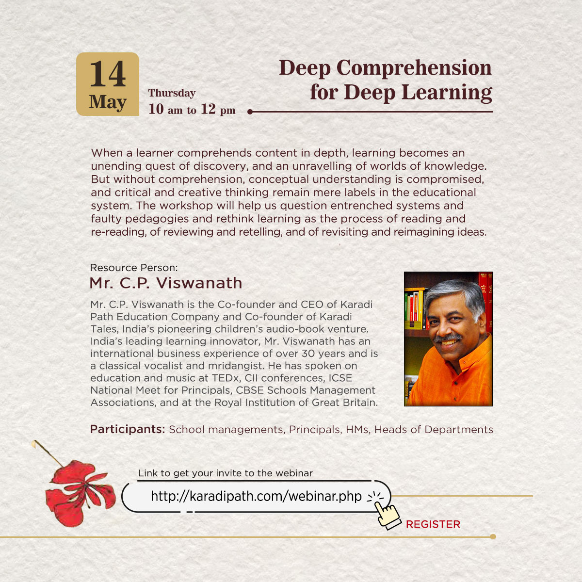 KaradiPath's tweet image. Join us for Karadi Path&apos;s Empowered Educator Webinar Series, starting today! :D 
#karadipath #deepcomprehension #deeplearning #teacherwellbeing #raisingreaders