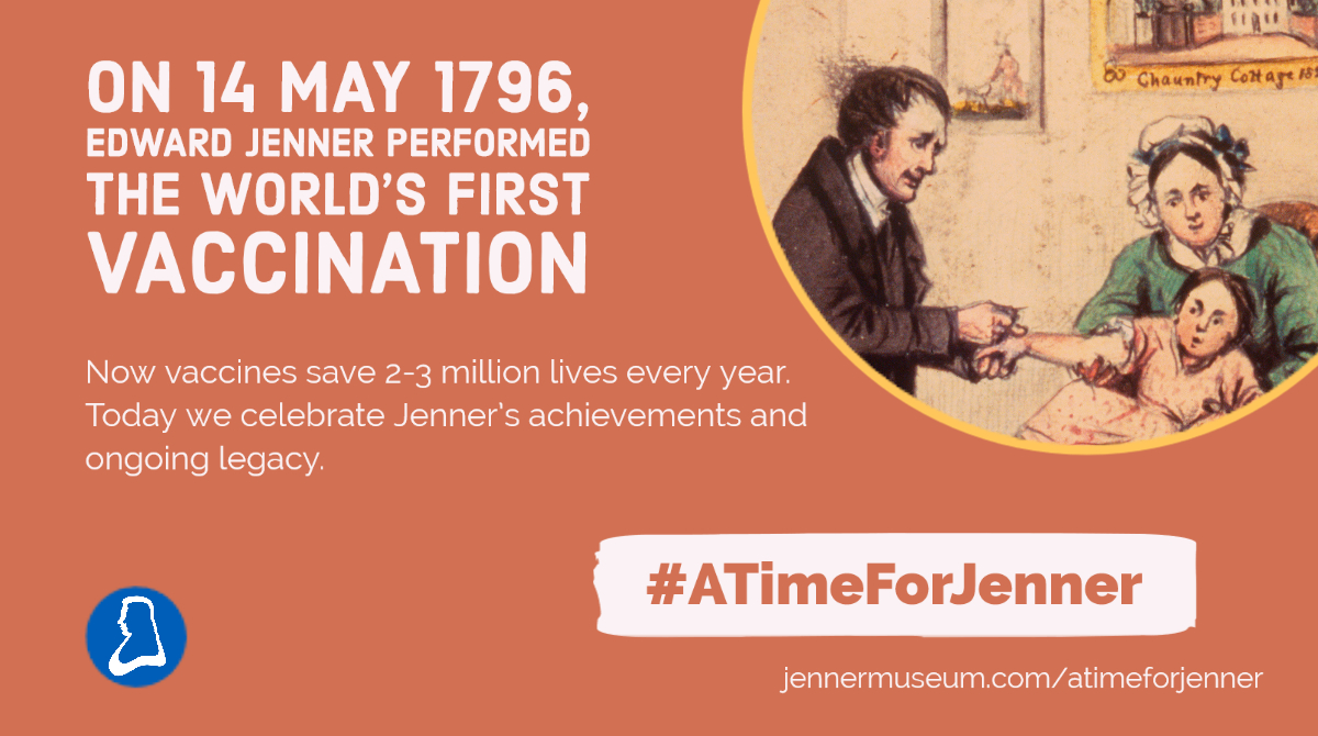 #OTD in 1796 Edward Jenner performed his first vaccination. Today, as scientists around the world search for a vaccine for #COVID19, we're inviting you to Tweet in celebration of Jenner's legacy + the ongoing work of #VaccineHeroes. Please RT and use #ATimeForJenner in your posts