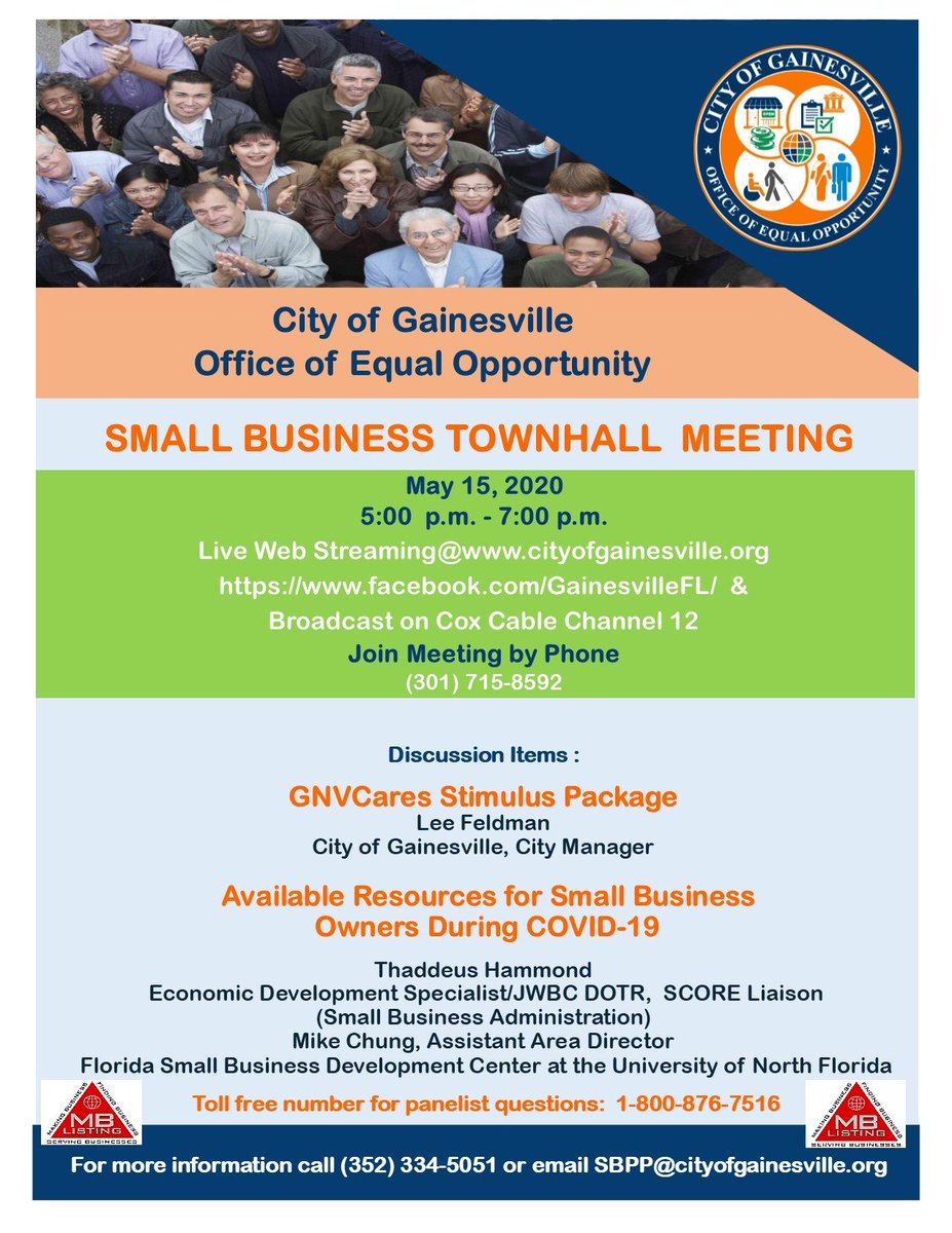 BigAmptheqtrbk's tweet photo. If you have a business in the city of Gainesville.There are resources available to assist small business owners During Covid 19. For more info contact 352-334-5051 or email SBPP@cityofGainesville.Org
#cityofgainesville #Gainesville #townhallmeeting
#smallbusiness #mblisting https://t.co/Vy6tALutAf