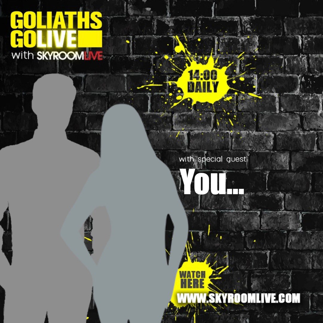 Today we have music legend <a href="/ardmatthews/">ARD matthews</a> in his house in our studio on your screens! Live at 2pm. #goliathsgolive tune in on wew.skyroomlive.com 
Comment on this post and you could be inline to be interviewed as well in our new segment Goliaths and YOU! 
#skyroomlive
