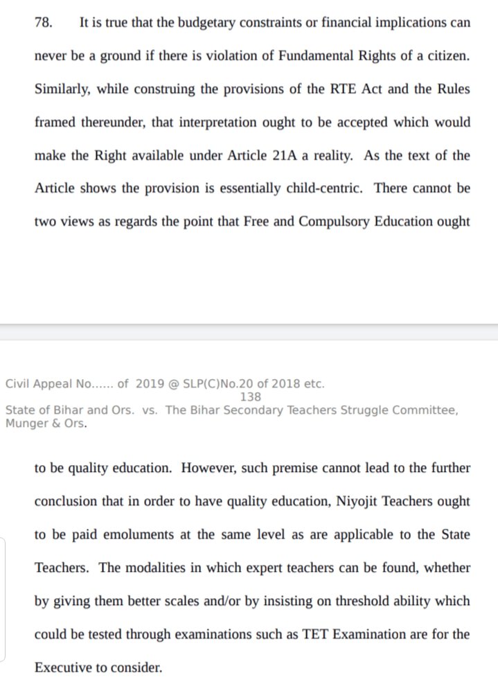 Pravink06221463's tweet photo. #EducationMinisterGoesLive
@DrRPNishank
In para 78,The apex court has directed the bihar government to give better scale to those who have passed The TET exam. Please suggest bihar government to follow these directions. https://t.co/5rfqRhKXcM
