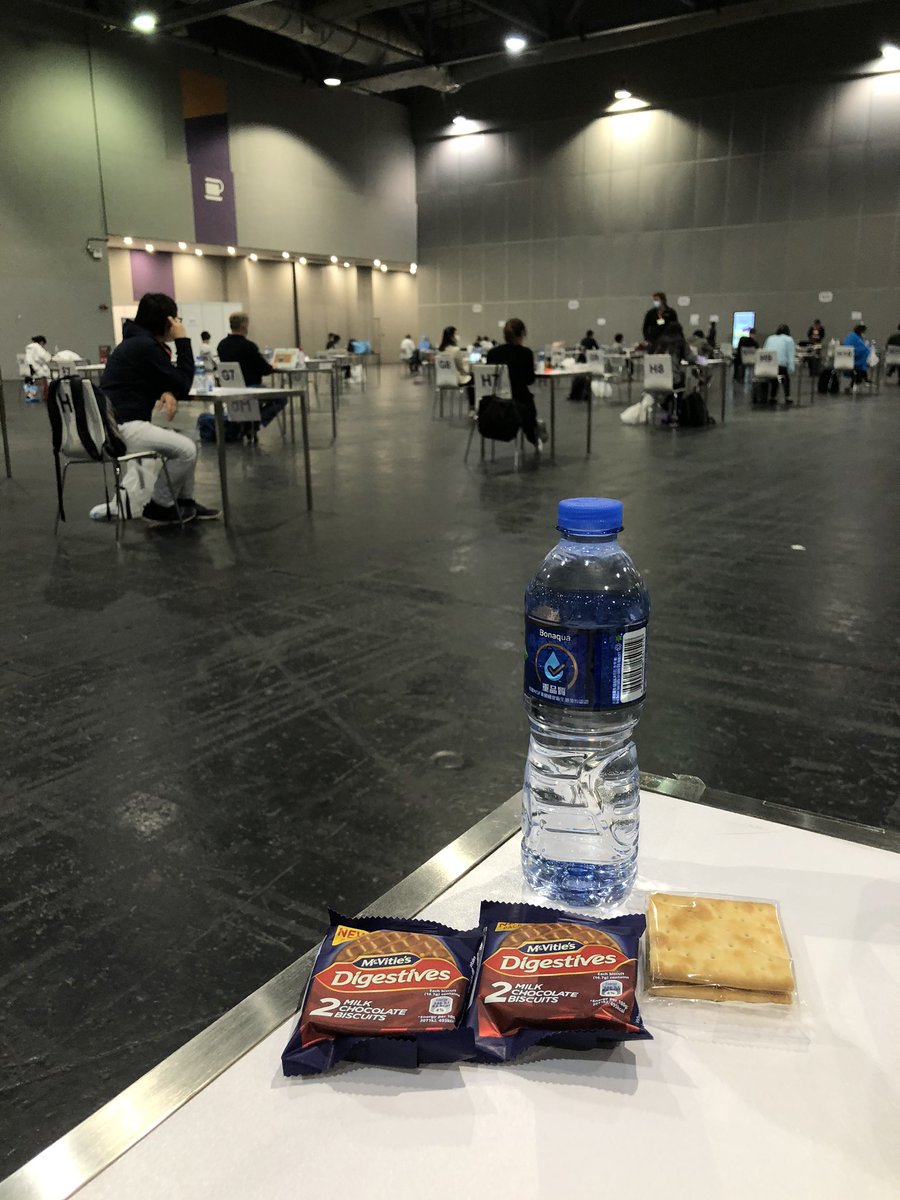 Woohoo! Snacks! Turns out I needn’t have rationed my sandwich. I was given a new bottle of water, cream crackers, and chocolate digestives. I asked for an extra packet of digestives and the staff member — wearing a gown, cap, mask and face shield — happily obliged.