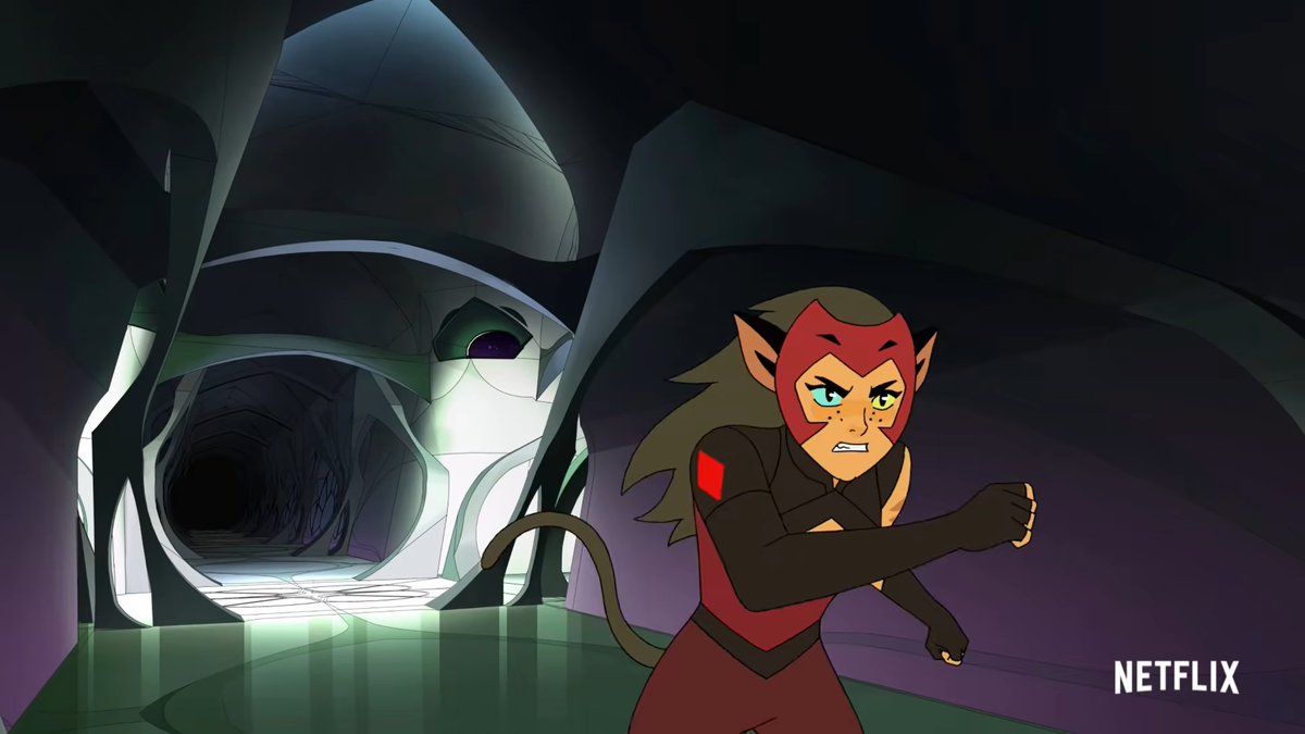 : Inside HP’s ship, Catra is running around, potentially has chance to leave but stays to give cake to Glimmer?Also consider that Catra knows sometimes the best way to get something to a prisoner is through their dinner.