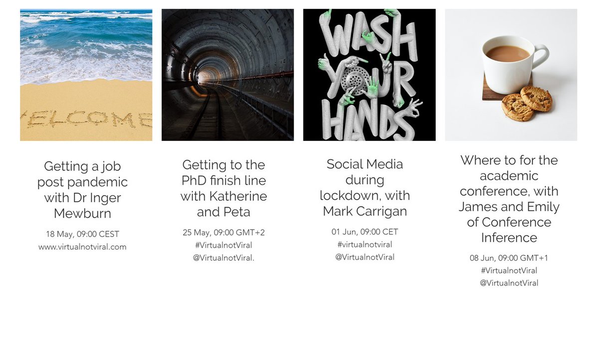 virtualnotviral's tweet photo. Have you seen this? our next four tweetchats: 
More info on our website https://t.co/u4Y6lUq7jD 

#VirtualNotViral #Phdchat #AcademicTwitter https://t.co/uu1opLbMgZ