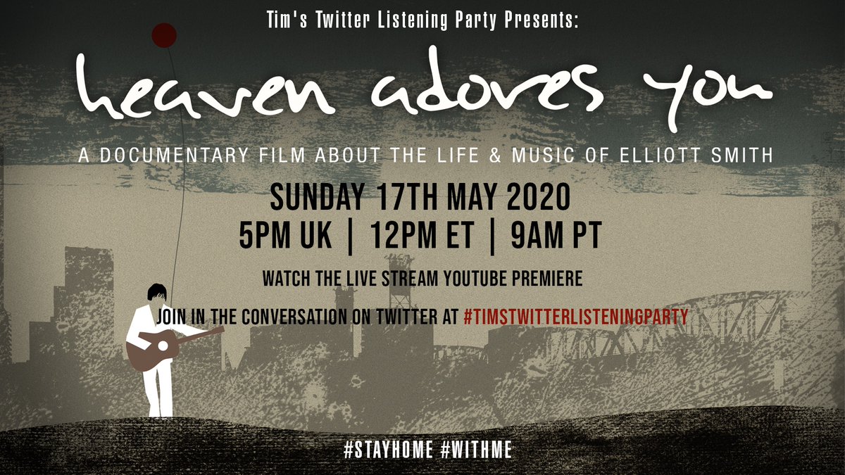 HEY! #ElliottSmith fans — we are offering a <a href="/heavenadoresyou/">Heaven Adores You</a> film FREE VIEWING FOR ALL — FOR 72 HOURS beginning *** this Sunday May 17 9am PST, Noon EST, 5pm UK *** PREMIERING with a live viewing with <a href="/Tim_Burgess/">Tim Burgess</a> and our friends as part of #TimsTwitterListeningParty 
JOIN US XO
