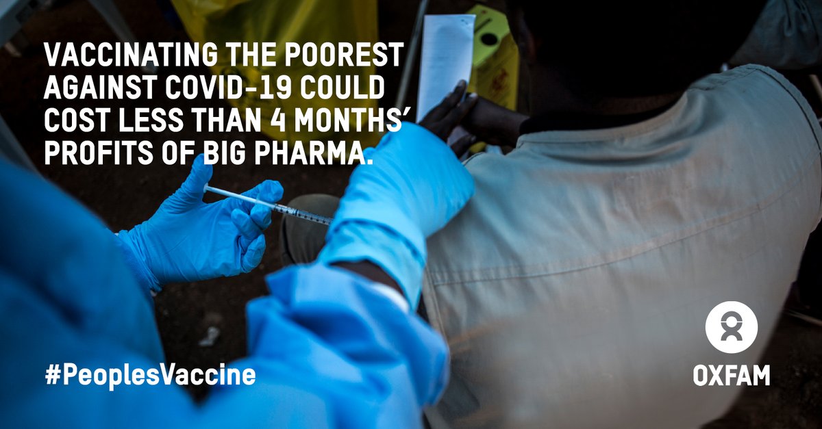 OxfamBE's tweet photo. 4 mois de bénéfices des plus grandes entreprises pharma suffisent pour vacciner contre la corona la moitié la plus pauvre du monde, soit 3,7 milliards de personnes. Oxfam appelle le sommet de l'OMS à rendre les vaccins &amp; les traitements accessibles à tous. https://t.co/CbV2sGfXKO https://t.co/36da8mDeGs