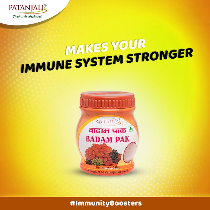 Patanjali Badam Pak keeps you fit and active all day long. It improves your mental as well as physical endurance, provides strength and energy. #PatanjaliProducts #ImmunityBoosters #StayHomeStaySafe