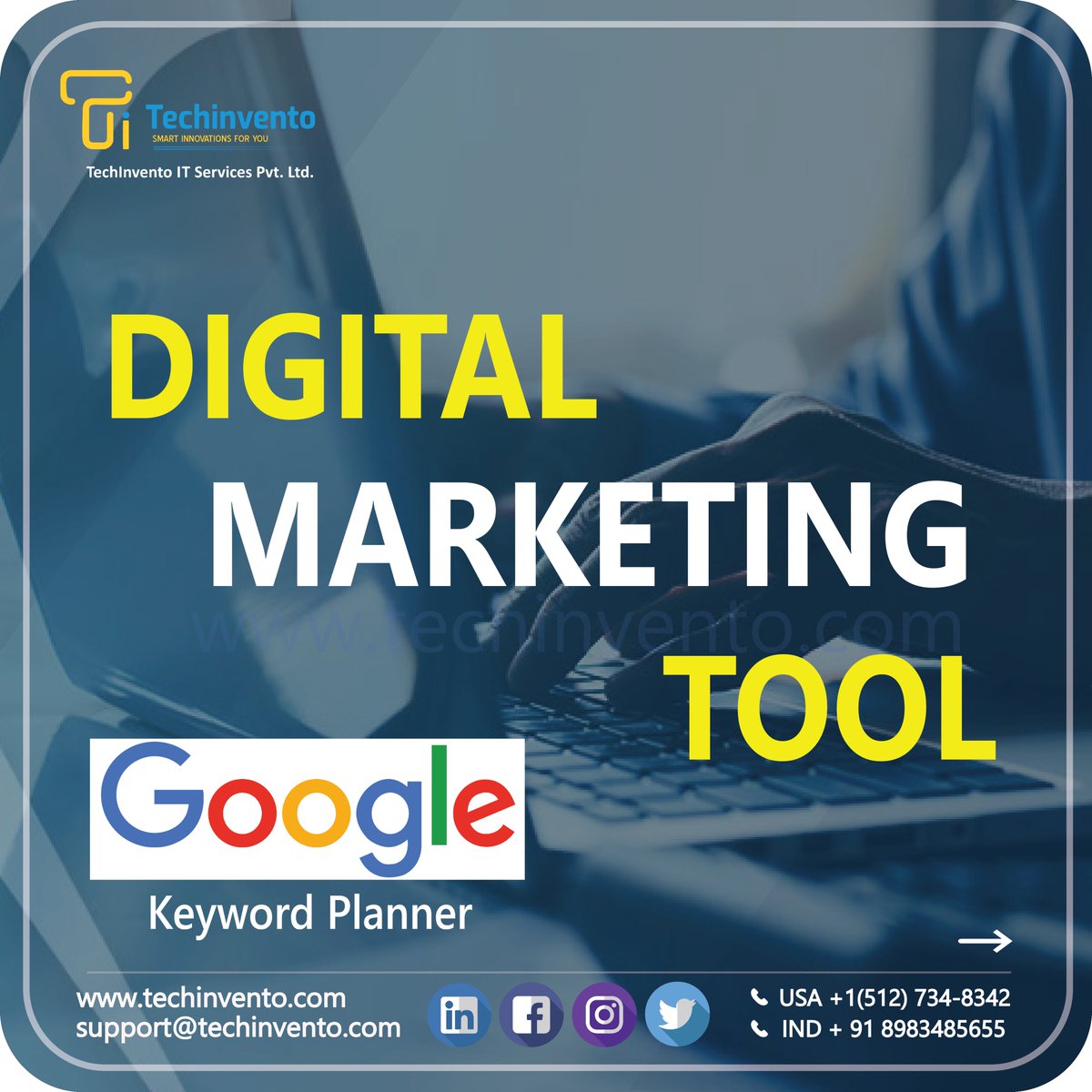tech_invento's tweet photo. Keyword Planner is a free google ads tool for new or experienced advertiser's that's like a workshop for building new search networks campaigns.
USA:+1(512)7348342
INDIA:+91-7507540231
support@techinvento.com
#programming #Austin #usa #freelance #techinvento #digitalmarketing https://t.co/iHkhdMdep6